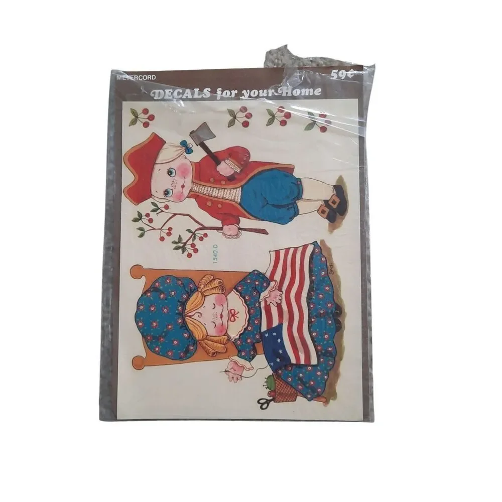 Vintage Patriotic Children Wall Decals - Red, Blue, Cream